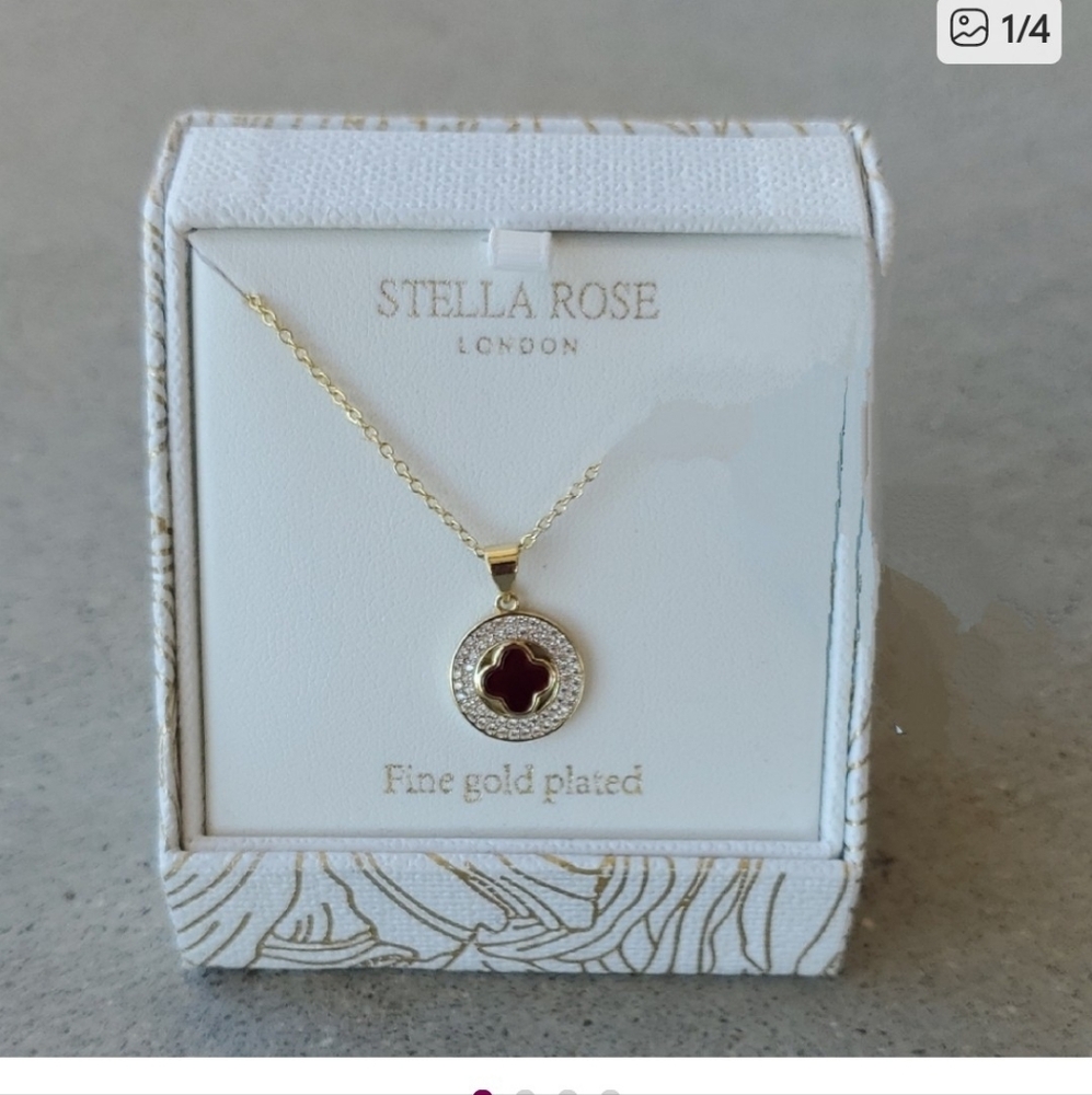 Stella Rose London Gold Plated Red Pendant Necklace NWT
